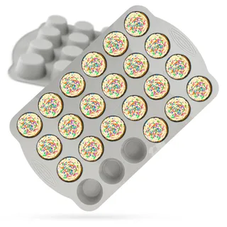 Backefix KOMFORT 24er Mini Muffinform Silikon für kleine Muffins je 5,5cm, 3cm hoch, antihaftende mini Muffins Backform Silikon, Mini Muffinblech 24er, Deutsche Standards, BPA frei, spülmaschinenfest