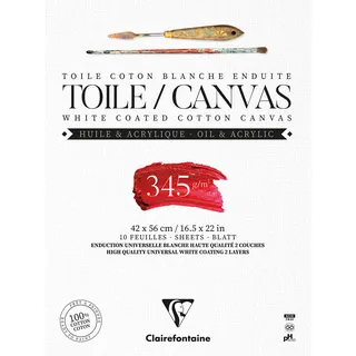 Clairefontaine 975225C Packung (mit 10 Blatt Leiwand zum Bemahlen Fleur de Lys, 345g, kopfgeleimt, 42 x 56cm, 1 Pack) weiß Weiß Lilienblume