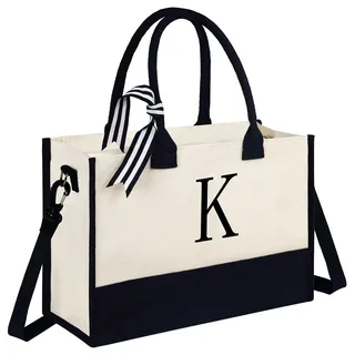 Fmeida Canvas Tote Bag Damen Strandtasche XXL Familien Beach Bag mit Reißverschluss Schultertasche Einkaufstasche Tragetasche Personalisierte Geschenke für Frauen Braut