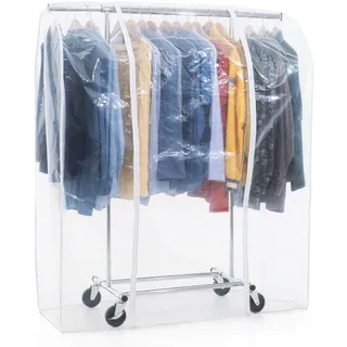 Tatkraft Darren & Protector - Schwerlast-Kleiderständer mit Schutzhülle, bis 100Kg, Schwerlast Faltschrank, Kleiderständer auf Rollen mit Abdeckung