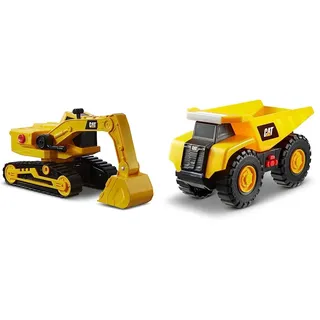 CatToysOfficial Caterpillar Bagger 33 cm mit Licht & Sound, Gelb; Schwarz & Caterpillar by Funrise 82285 Caterpillar, CAT Tough Machines Kipper Baufahrzeug, Gelb Schwarz