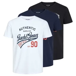 JACK & JONES Herren T-Shirt 3er Pack JJETHAN TEE CREW NECK 3PK