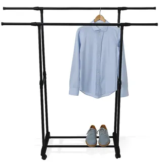 Relaxdays Garderobenständer verstellbar rollbar Schwarz