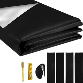 Verdunklungsstoff Sonnenschutz Verdunkelungs Sonnenschutz zu 100% verdunkelnd,Folie mit Thermobeschichtung,lichtundurchlässige für Fenster,Velux und Dachfenster(140*300cm,Schwarz) - Schwarz