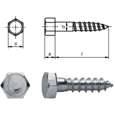 Gestellschrauben 12x100mm DIN571 (Schlüsselschrauben) verzinkt