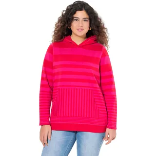 Ulla Popken Damen große Größen Übergrößen Plus Size Hoodie, gestreift mit Känguru-Tasche