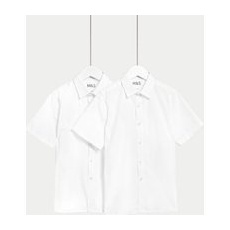 Boys M&S Collection 2pk Boys' Skinny Fit Stretch School Shirts (2-18 Yrs) - White, White - 14-15 Years