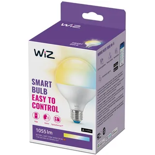 WiZ E27 smarte LED Lampe - 75W E27 Ersatz, Globe-Design mit Weißschattierungen, WLAN/Bluetooth, Sprach- / App-Steuerung, funktioniert mit Google Home, Alexa und HomeKit, Weiß