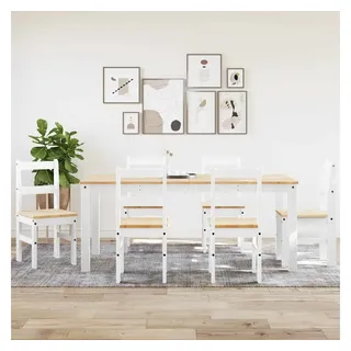 vidaXL 7-tlg. Essgruppe Panama Weiß Massivholz Kiefer