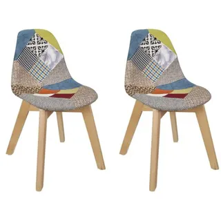 HOME DECO KIDS HD6901 Kinderstuhl Patchwork, Buche, Grau-Multicolor, 39 x 57,8 x 31 cm