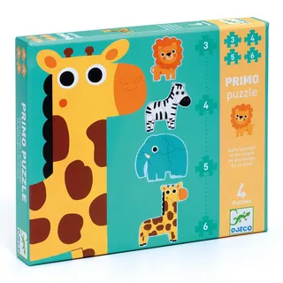 DJECO Dschungel Puzzle 4in1 ( 3,4,5,6 Teile)