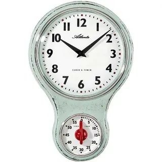 Atlanta 6124/6 Küchen-Wanduhr Nostalgie Hellgrün