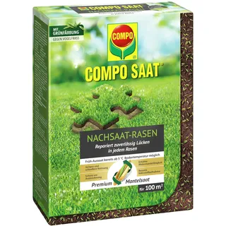 COMPO SAAT Nachsaat-Rasen - für Lücken und kahle Stellen - zuverlässiger Nachsaatrasen - hochwertige Saatgutmischung mit Premium-Mantelsaat - 2 kg für 100 m2