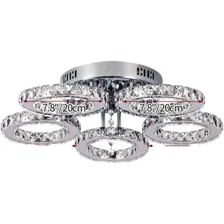 Kristall Kronleuchter, Edelstahl, LED Hängeleuchte, 5 Köpfe, Kaltweiß