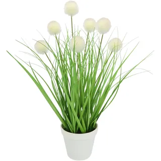 Flair Flower Knopfgras im Topf Kunst-Gras Künstliches Gras Grün Kunstpflanze Kunstgras Ziergras Kunstpflanzen Dekogras Grasbüschel Ziergras Deko Grasarrangement Borstenhirse Süßgräser