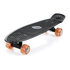 Retro Skateboard Schwarz/Orange mit LED
