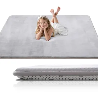 Dicke Krabbelmatte Baby 120×120×3cm,Rutschfester Unterseite Spielmatte Baby | Krabbeldecke für baby,Schaumfüllung Teppich Kinderzimmer,Weicher Kurzflor, Pflegeleicht,,Spielmatten für Laufgitter,Grau