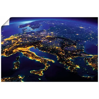 Artland Poster »Südliches Europa vom Weltraum« Weltall & Kosmos 1 Stk. tlg. ohne Rahmen, gelb