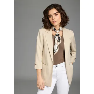 Longblazer LAURA SCOTT, Damen, Gr. 36, beige, Web, Obermaterial: 90% Polyester, 10% Elasthan. Futter: 100% Polyester, unifarben, figurumspielend, Blazer Longblazer, mit Knopf am Ärmel