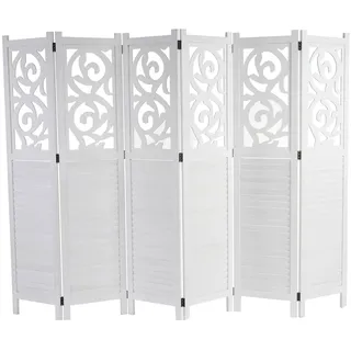 Paravent Istanbul, Raumteiler Trennwand Sichtschutz, Ornamente ~ 170x240cm, weiß