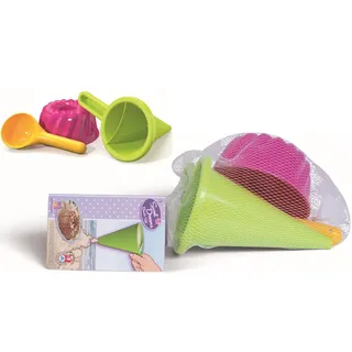 Simba Kleines Backset – 3 teiliges Sandspielzeug Set mit Trichter, Portionierer, Kuchenform - bunter Kunststoff, ab den ersten Lebensmonaten
