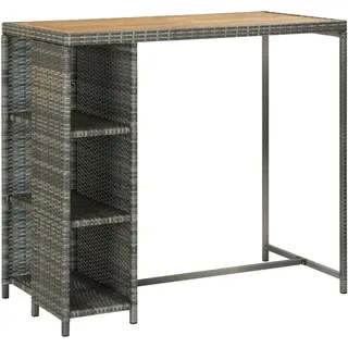 vidaXL 5-tlg. Gartenbar-Set mit Kissen Poly Rattan Grau - Grau