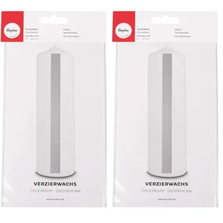 Rayher Hobby 3103722 Verzierwachs, Silber, 2 Verzierwachsplatten 20 x 10 cm, Wachsfolie zum Kerzen verzieren, Kerzenwachs, Wachsfolie (Packung mit 2)