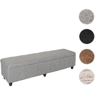 Aufbewahrungs-Truhe Kriens XXL, Sitzbank Bank, Stoff/Textil, 45x180x45cm ~ grau