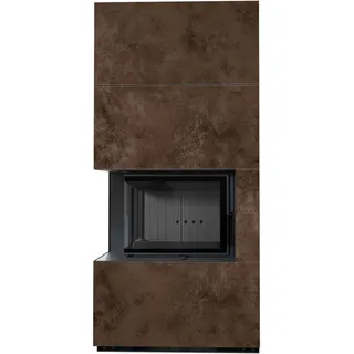 Kaminbausatz KRATKI FLOKI BOX links 8 kW Ø 160 Quarzsinter OXIDE MORO schwarz Verkleidung - Schwarz