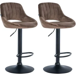 CLP Barhocker 2er Set Samt braun , Braun , Textil , 47x85x48 cm , Esszimmer, Barmöbel, Barhocker