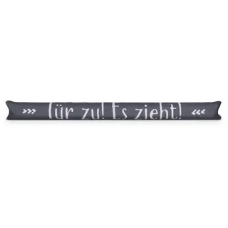 Bestlivings Zugluftstopper 95cm für Türen & Fenster, Windstopper mit Spruch | Schwere Sandfüllung für stabilen Halt, Ø12cm stark – gegen Zugluft & Wärmeverlust, dekorativer Spruch, Anthrazit