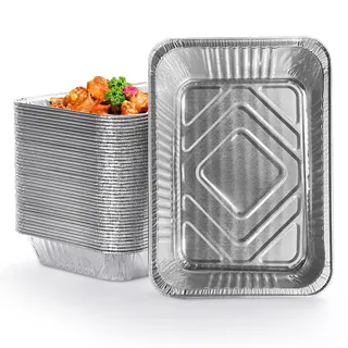GKZB Aluschalen Groß Tropfschale 30 Stück Alu Grillschalen 1000ml Aluschalen Grill Grill Aluschalen Grillschale Alu Wiederverwendbar für Backen, Braten, Kochen | ohne Deckel (23x17cm/1000ml)