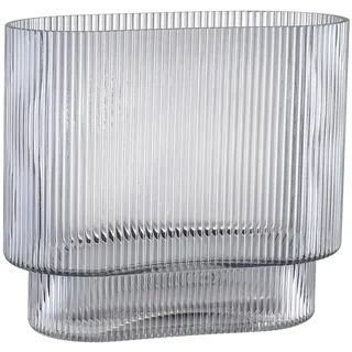 KAYLETIN Geriffelte Vase für Blumen, schwarze Glasvasen für Tulpen, moderne Blumenvase, geriffelte Glasvasen für Geburtstag, Hochzeit, Einweihung, Jahrestag, Verlobung, 18 cm