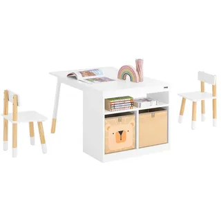 SoBuy Kindersitzgruppe Weiß , Weiß, Naturfarben , Holzwerkstoff, Holz , Kiefer , 90x53x60 cm , Babymöbel & Kindermöbel, Kinderzimmer & Jugendzimmer, Kindersitzgruppe