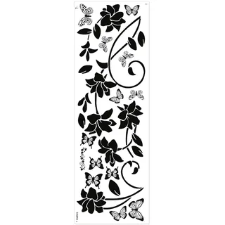 Wandtattoo Wohnzimmer, Blumenranken Wandtattoo Mit Schmetterlingen Schwarz, Blumen Ranken Aufkleber Selbstklebend Wandsticker Für Spiegel Glas Wohnzimmer Küche Zuhause Dekoration
