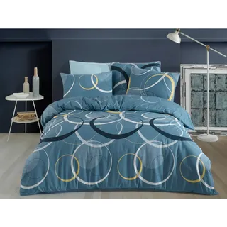 Leinen Französische Baumwolle 240x220,70x90 Toronto blau