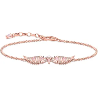 THOMAS SABO Damen Armband Phönix-Flügel mit rosa Steinen roségold, 925 Sterlingsilber mit 750er Roségold-Vergoldung, Länge: 16-19 cm, A2069-323-9-L19V