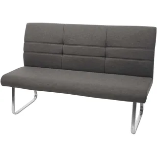 Sitzbank HWC-G55, Esszimmerbank Bank, Stoff/Textil Edelstahl gebürstet ~ grau-braun 180cm