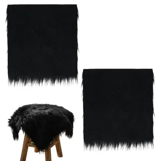 2 Stück Kunstfell Meterware Kunstfell Zum Basteln 60 x 40 cm, Stoff​​ ​​Kunstfell Weiss​​ ​​Fellstoff​​ Fellimitat Meterware für DIY, Polsterbezug, Bodendekoration Matte, Gnome Beard Hair (schwarz)