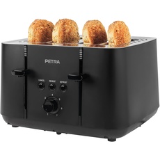 Bild PT5565MBLKVDE 4-Toastschlitze Toaster – selbstzentrierende Toastkammern für die Brotführung, Anti-stau-Funktion, 7 Stufen, Auftauen/Wiedereinsetzen/Abbrechen, Krümelschublade, 1850W, Schwarz