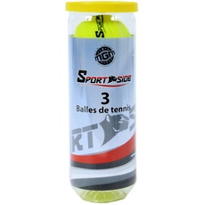 SPORTSIDE - 3er Pack Tennisbälle Qualität A+ - Schlägerspiel - Tennisball - Zubehör - 040216 - Gelb - Filz - 6,5 cm - Sportartikel