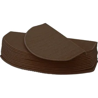15er-Set Stufenmatte HWC-G49, Treppenteppich Treppenschutz Treppenmattenset, 65x25cm halbrund, braun - Braun