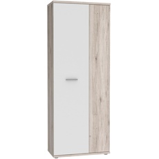 Bild von Mehrzweckschrank mit 2 Türen, Holzwerkstoff, Sandeiche + Weiß, 68.90 x 34.79 x 179.1 cm