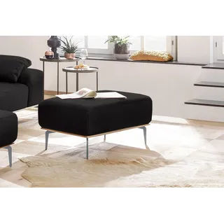 W.Schillig Polsterhocker run Flachgewebe 75 x 46 x 60 cm Schwarz/Grau