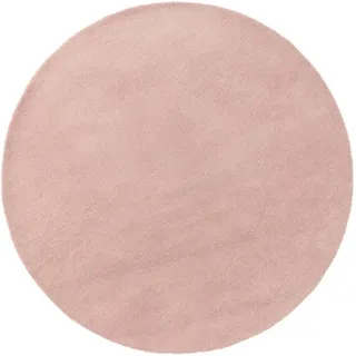 benuta Nest Wollteppich Bent Rosa ø 200 cm rund , Textil , Beton Optik , Rund , 200x200 cm , pflegeleicht , Teppiche und Böden, Teppiche, Schafwollteppiche