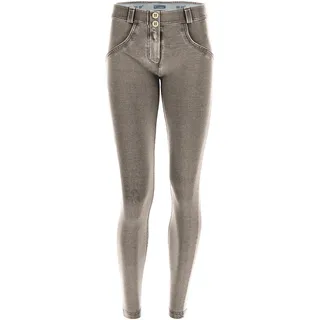 Jeggings FREDDY "WRUP2RC002ORG", Damen, Gr. S (36), N-Gr, schwarz (light grau with schwarz seams), Stoff, Obermaterial: 84% Baumwolle, 16% Elasthan, lang, Hosen Jeggings, mit Lifting & Shaping Effekt