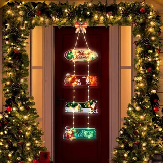 Qedertek Weihnachtsbeleuchtung Außen Batterie, 72 LED Weihnachtskranz Warmweiß Türkranz mit Timer, 8 Modi, Wasserdicht Weihnachten Beleuchte für DIY Haustür Fenster Wand Puppenhaus Weihnachtsdeko