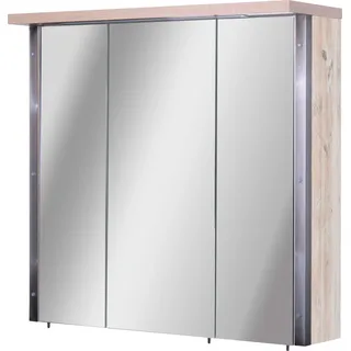 Schildmeyer Spiegelschrank »Harkon«, Finduseiche Dekor, 76 x 16 x 73,5 cm, 3-türig, LED-Beleuchtung, Schalter-/Steckdosenbox