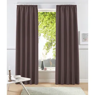 OTTO home Vorhang »Raja, Gardinen mit Kräuselband, Vorhänge Wohnzimmer« Kräuselband 2 Stk. tlg. 2er-Set, Bestseller, einfarbig, modern, pflegeleicht, Mikrofaser, braun,