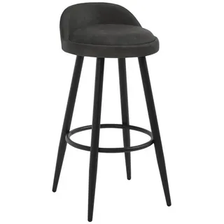 Woltu Barhocker Barstuhl Hocker Tresenhocker Bistrohocker Designer Hocker mit Lehne und Fußstütze aus Kunstleder Metall, für Bars Theken Bistros, Anthracite, BH327an-1